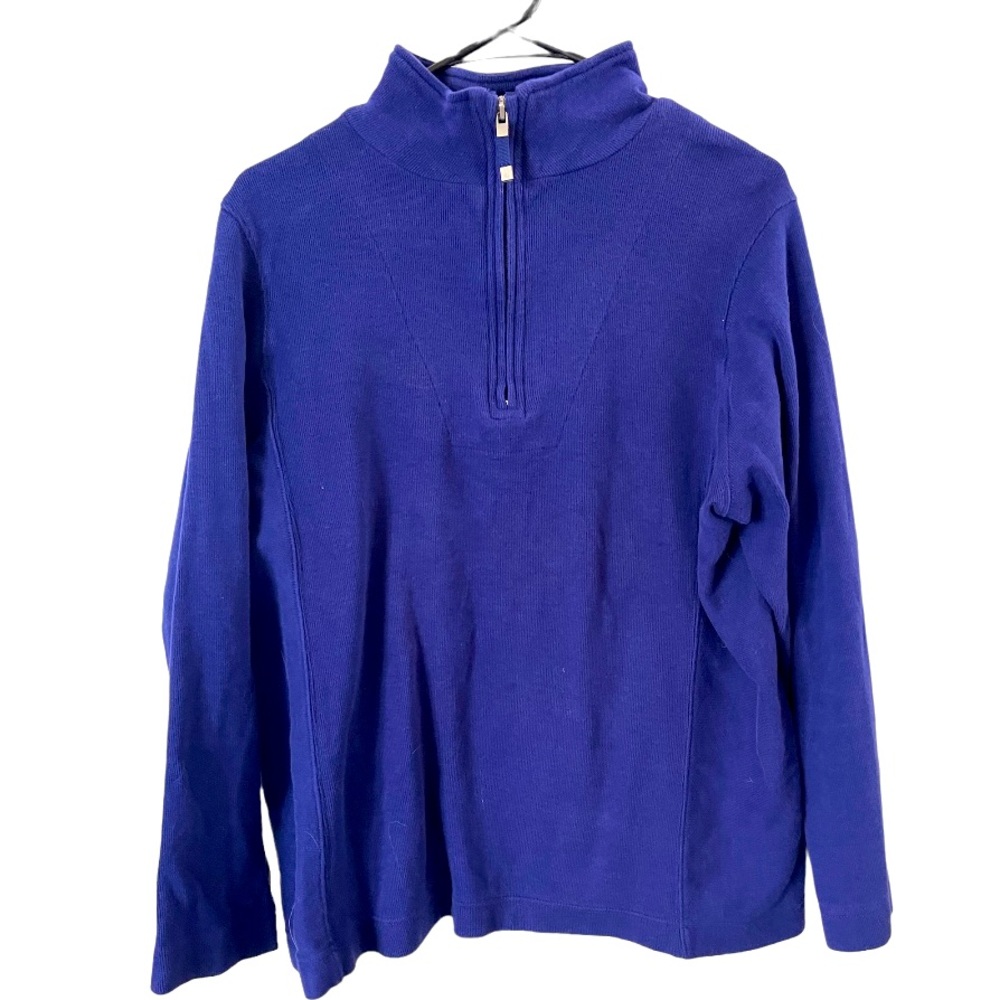 Talbots Woman Indigo Blue Cotton Quarter Zip Pullover Sweatshirt X‎